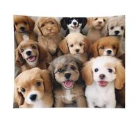 HETVBNS Cute Dogs Tapestry Wall Hanging - 50"x60" Aesthetic Tapestries Soft Polyester Wall Art Decor Large Tapestry for Bedroom Living Room Dorm Backdrop, Hanging Kit Included