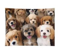 HETVBNS Cute Dogs Tapestry Wall Hanging - 60"x80" Aesthetic Tapestries Soft Polyester Wall Art Decor Large Tapestry for Bedroom Living Room Dorm Backdrop, Hanging Kit Included
