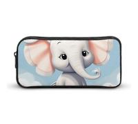 HETVBNS Cute Elephant Pencil Case Large Capacity, Durable Pencil Pouch Portable Small Cosmetic Bag with Metal Zipper, Simple Makeup Pouch Aesthetic Toiletry Bag for Travel Office