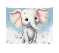 HETVBNS Cute Elephant Tapestry Wall Hanging - 30"x40" Aesthetic Tapestries Soft Polyester Wall Art Decor Large Tapestry for Bedroom Living Room Dorm Backdrop, Hanging Kit Included