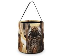 HETVBNS Cute French Bulldog Graphics Candy Bag Halloween Trick Or Treat Bucket 7.9x8.3in, Reusable Gift Bags for Party Holiday Wedding