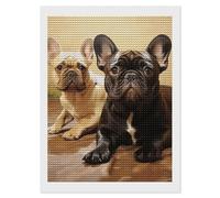 HETVBNS Cute French Bulldog Graphics Diamond Painting Kits for Adults, Full Round Drill DIY Diamond Art for Beginners, 5D Gem Art and Crafts for Home Wall Decor 12"x16"