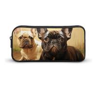 HETVBNS Cute French Bulldog Graphics Pencil Case Large Capacity, Durable Pencil Pouch Portable Small Cosmetic Bag with Metal Zipper, Simple Makeup Pouch Aesthetic Toiletry Bag for Travel Office