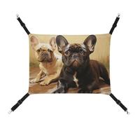 HETVBNS Cute French Bulldog Graphics Pet Hammock for Cats & Dogs, Soft Breathable Canvas Hanging Hammock with Adjustable Straps, Comfortable & Durable Hanging Bed for Small to Medium Pets