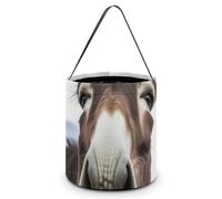 HETVBNS Cute Funny Donkey Candy Bag Halloween Trick Or Treat Bucket 7.9x8.3in, Reusable Gift Bags for Party Holiday Wedding