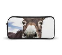 HETVBNS Cute Funny Donkey Pencil Case Large Capacity Zipper Pouch, Durable Pencil Box Organizer, Portable Small Cosmetic Bag for Office, Travel