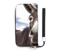 HETVBNS Cute Funny Donkey Wallet, Elegant Wristlet Wallet with Multi-Card Slots, PU Leather Long Purse for Women, Men