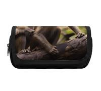 HETVBNS Cute Little Monkeys Pencil Case Extra Large, Double Layer Pencil Pouch with Zipper, Portable Cosmetic Bags for Travel, Office Stationery Organizer for Women Men