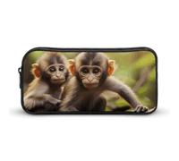 HETVBNS Cute Little Monkeys Pencil Case Large Capacity Zipper Pouch, Durable Pencil Box Organizer, Portable Small Cosmetic Bag for Office, Travel