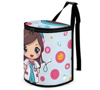 HETVBNS Cute Nurse Car Trash Can with Lid, Leakproof Hanging Automotive Trash Bin, Waterproof Garbage Storage Bag for Vehicles, RV, Bathroom, Office