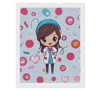 HETVBNS Cute Nurse Diamond Painting Kits for Adults, Full Round Drill DIY Diamond Art for Beginners, 5D Gem Art and Crafts for Home Wall Decor 16"x20"