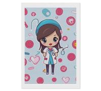 HETVBNS Cute Nurse Diamond Painting Kits for Adults, Full Round Drill DIY Diamond Art for Beginners, 5D Gem Art and Crafts for Home Wall Decor 8"x12"