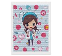 HETVBNS Cute Nurse Diamond Painting Kits for Adults, Full Round Drill DIY Diamond Art for Beginners, 5D Gem Art and Crafts for Home Wall Decor 12"x16"