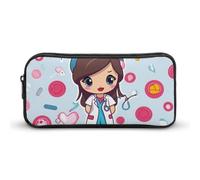 HETVBNS Cute Nurse Pencil Case Large Capacity, Durable Pencil Pouch Portable Small Cosmetic Bag with Metal Zipper, Simple Makeup Pouch Aesthetic Toiletry Bag for Travel Office