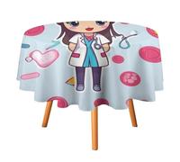 HETVBNS - Cute Nurse Table Cloth, Wrinkle and Stain Resistant Polyester Round Tablecloth 70 x 70 Inch, Elegant Decor for Dinner, Party, Patio