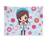 HETVBNS Cute Nurse Tapestry Wall Hanging - 60"x80" Aesthetic Tapestries Soft Polyester Wall Art Decor Large Tapestry for Bedroom Living Room Dorm Backdrop, Hanging Kit Included