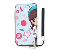 HETVBNS Cute Nurse Wallet, Elegant Wristlet Wallet with Multi-Card Slots, PU Leather Long Purse for Women, Men