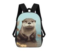 HETVBNS Cute Otter Backpack for Women Men, Durable 600D Polyester Bookbag with Large Capacity, Lightweight 17 Inch Laptop Backpack Minimalism Casual Daypack for Work, Travel