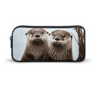 HETVBNS Cute Otter Pencil Case Large Capacity, Durable Pencil Pouch Portable Small Cosmetic Bag with Metal Zipper, Simple Makeup Pouch Aesthetic Toiletry Bag for Travel Office