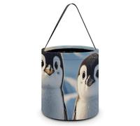 HETVBNS Cute Penguins Candy Bag Halloween Trick Or Treat Bucket 7.9x8.3in, Reusable Gift Bags for Party Holiday Wedding