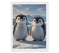 HETVBNS Cute Penguins Diamond Painting Kits for Adults, Full Round Drill DIY Diamond Art for Beginners, 5D Gem Art and Crafts for Home Wall Decor 12"x16"