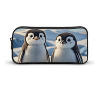 HETVBNS Cute Penguins Pencil Case Large Capacity, Durable Pencil Pouch Portable Small Cosmetic Bag with Metal Zipper, Simple Makeup Pouch Aesthetic Toiletry Bag for Travel Office