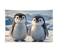 HETVBNS Cute Penguins Tapestry Wall Hanging - 40"x60" Aesthetic Tapestries Soft Polyester Wall Art Decor Large Tapestry for Bedroom Living Room Dorm Backdrop, Hanging Kit Included