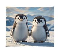 HETVBNS Cute Penguins Tapestry Wall Hanging - 50"x60" Aesthetic Tapestries Soft Polyester Wall Art Decor Large Tapestry for Bedroom Living Room Dorm Backdrop, Hanging Kit Included