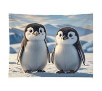 HETVBNS Cute Penguins Tapestry Wall Hanging - 60"x80" Aesthetic Tapestries Soft Polyester Wall Art Decor Large Tapestry for Bedroom Living Room Dorm Backdrop, Hanging Kit Included