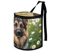 HETVBNS Cute Pet German Shepherd Dog Car Trash Can with Lid, Leakproof Hanging Automotive Trash Bin, Waterproof Garbage Storage Bag for Vehicles, RV, Bathroom, Office