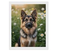 HETVBNS Cute Pet German Shepherd Dog Diamond Painting Kits for Adults, Full Round Drill DIY Diamond Art for Beginners, 5D Gem Art and Crafts for Home Wall Decor 16"x20"