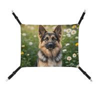 HETVBNS Cute Pet German Shepherd Dog Pet Hammock for Cats & Dogs, Soft Breathable Canvas Hanging Hammock with Adjustable Straps, Comfortable & Durable Hanging Bed for Small to Medium Pets