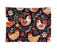 HETVBNS Cute Rooster Chickens Tapestry Wall Hanging - 30"x40" Aesthetic Tapestries Soft Polyester Wall Art Decor Large Tapestry for Bedroom Living Room Dorm Backdrop, Hanging Kit Included