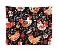 HETVBNS Cute Rooster Chickens Tapestry Wall Hanging - 50"x60" Aesthetic Tapestries Soft Polyester Wall Art Decor Large Tapestry for Bedroom Living Room Dorm Backdrop, Hanging Kit Included