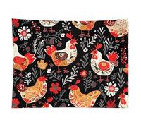 HETVBNS Cute Rooster Chickens Tapestry Wall Hanging - 60"x80" Aesthetic Tapestries Soft Polyester Wall Art Decor Large Tapestry for Bedroom Living Room Dorm Backdrop, Hanging Kit Included