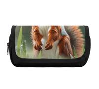 HETVBNS Cute Squirrels Pencil Case Extra Large, Double Layer Pencil Pouch with Zipper, Portable Cosmetic Bags for Travel, Office Stationery Organizer for Women Men
