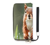 HETVBNS Cute Squirrels Wallet, Elegant Wristlet Wallet with Multi-Card Slots, PU Leather Long Purse for Women, Men