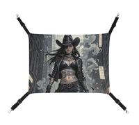 HETVBNS Cute Tattooed Cowboy Girl Pet Hammock for Cats & Dogs, Soft Breathable Canvas Hanging Hammock with Adjustable Straps, Comfortable & Durable Hanging Bed for Small to Medium Pets