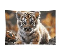 HETVBNS Cute Tiger Tapestry Wall Hanging - 40"x60" Aesthetic Tapestries Soft Polyester Wall Art Decor Large Tapestry for Bedroom Living Room Dorm Backdrop, Hanging Kit Included