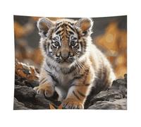 HETVBNS Cute Tiger Tapestry Wall Hanging - 50"x60" Aesthetic Tapestries Soft Polyester Wall Art Decor Large Tapestry for Bedroom Living Room Dorm Backdrop, Hanging Kit Included