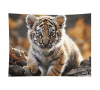 HETVBNS Cute Tiger Tapestry Wall Hanging - 60"x80" Aesthetic Tapestries Soft Polyester Wall Art Decor Large Tapestry for Bedroom Living Room Dorm Backdrop, Hanging Kit Included