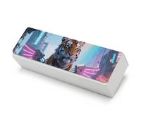 HETVBNS Cyber Hippie Tiger Glasses Case Hard Shell Magnetic PU Leather Eyeglasses Case Stylish Sunglasses Cases for Women Men