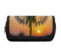 HETVBNS Dandelions at Sunset Pencil Case Extra Large, Double Layer Pencil Pouch with Zipper, Portable Cosmetic Bags for Travel, Office Stationery Organizer for Women Men