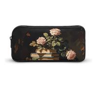 HETVBNS Dark Academy Pencil Case Large Capacity, Durable Pencil Pouch Portable Small Cosmetic Bag with Metal Zipper, Simple Makeup Pouch Aesthetic Toiletry Bag for Travel Office