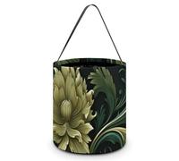 HETVBNS Dark Green And Green Style Candy Bag Halloween Trick Or Treat Bucket 7.9x8.3in, Reusable Gift Bags for Party Holiday Wedding