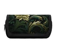 HETVBNS Dark Green And Green Style Pencil Case Extra Large, Double Layer Pencil Pouch with Zipper, Portable Cosmetic Bags for Travel, Office Stationery Organizer for Women Men