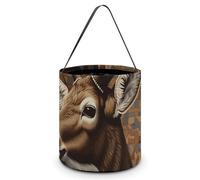 HETVBNS Deer on Brown Background Candy Bag Halloween Trick Or Treat Bucket 7.9x8.3in, Reusable Gift Bags for Party Holiday Wedding