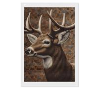 HETVBNS Deer on Brown Background Diamond Painting Kits for Adults, Full Round Drill DIY Diamond Art for Beginners, 5D Gem Art and Crafts for Home Wall Decor 8"x12"