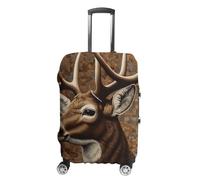 HETVBNS Deer on Brown Background Luggage Cover, Elastic Luggage Protector Fits 19-32in Suitcases, Washable & Anti-Scratch Suitcase Cover for Men Women, style, L, Classic