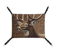 HETVBNS Deer on Brown Background Pet Hammock for Cats & Dogs, Soft Breathable Canvas Hanging Hammock with Adjustable Straps, Comfortable & Durable Hanging Bed for Small to Medium Pets
